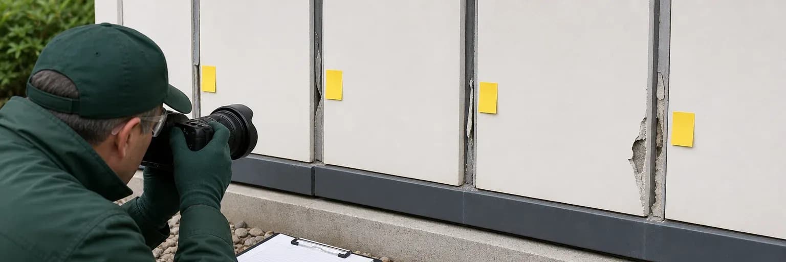 Three construction joint samples showing edge separation, a tear through the bead and broken substrate
