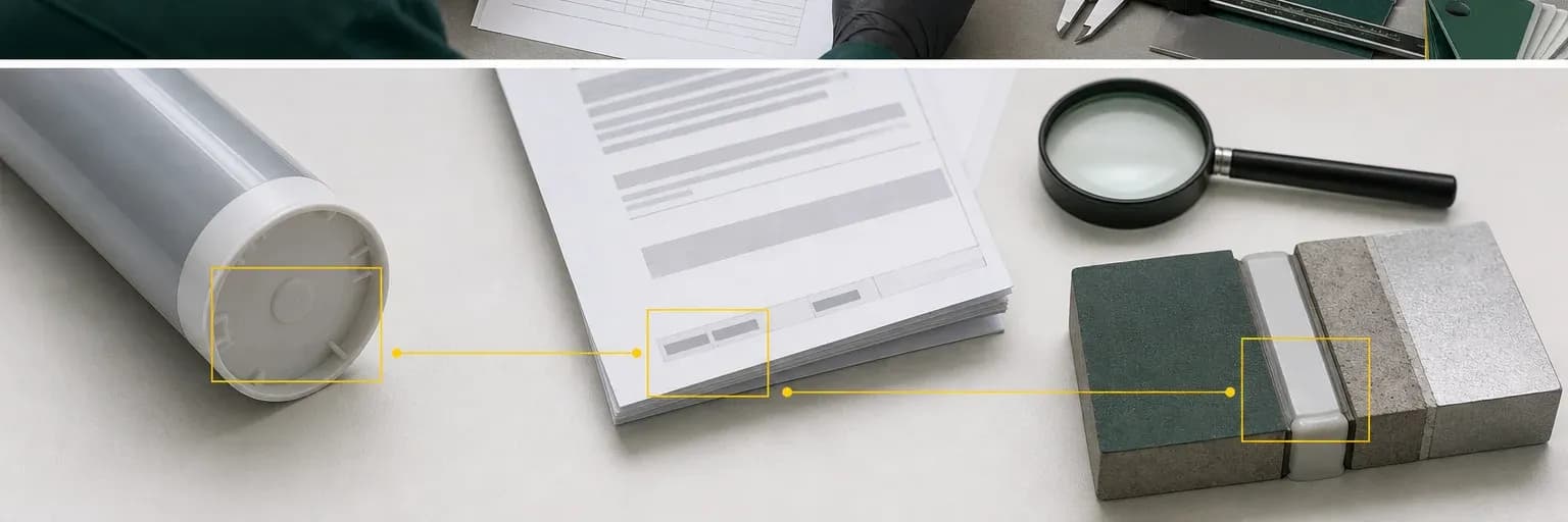 Close view of product code, document revision field and cartridge label being cross-checked